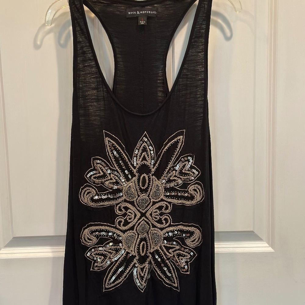 ROCK & REPUBLIC Blank Tank Top, Size Large